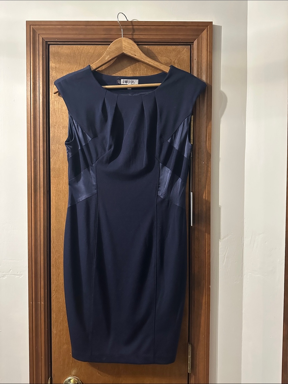 Jennifer Lopez Navy Midi Sheath Dress
